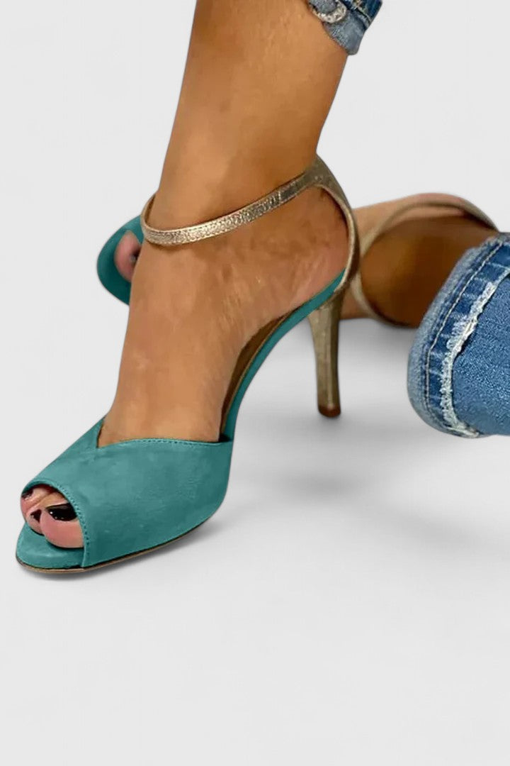 Women's Peep-Toe Ankle Strap Heels with Stiletto Heel
