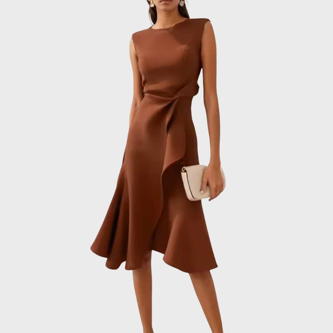 Eleanor | Women’s Draped Asymmetric Midi Dress Image