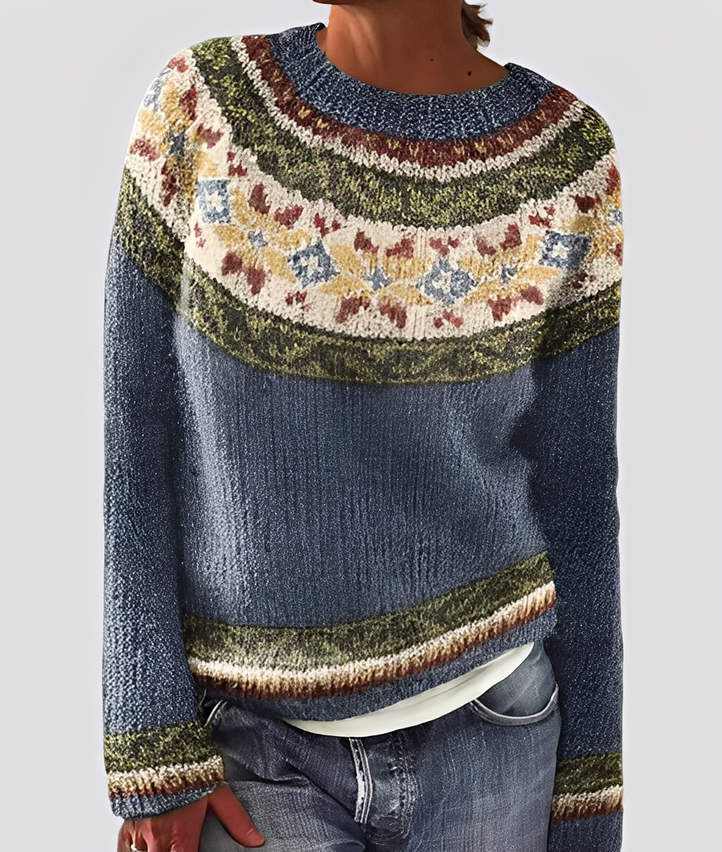 Women's Marled Crew Neck Jumper Relaxed Fit Image