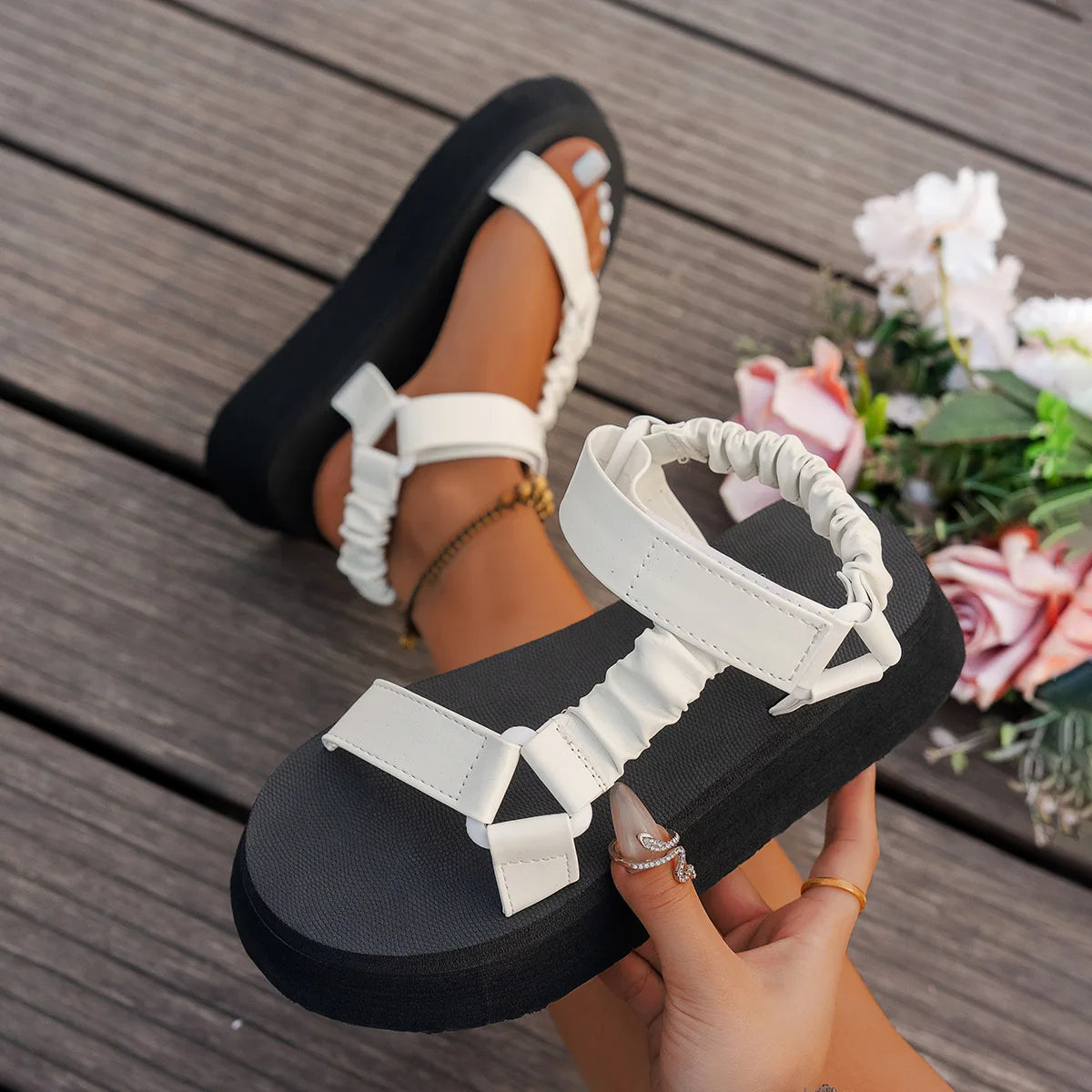 Aura | Iridescent Platform Sandal