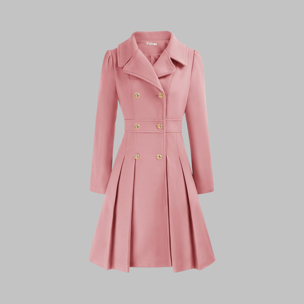 Dami - Classy Double Button Long Sleeve Coat