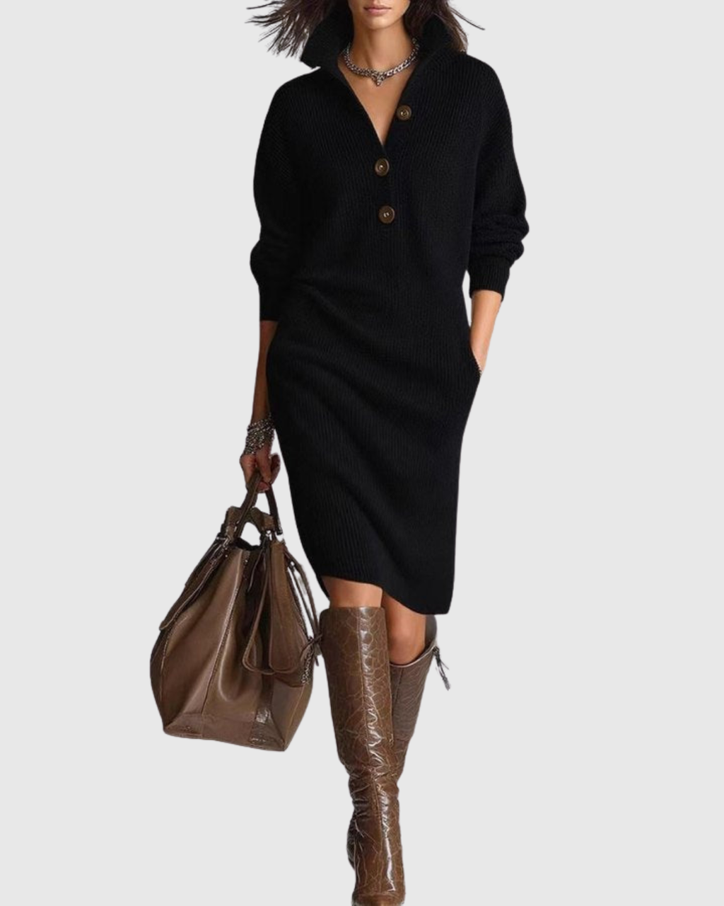Arianell | Pure Wool Winter Knit Midi Dress