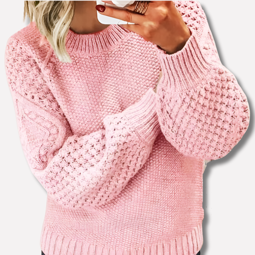 Women's Cable Knit Crew Neck Jumper for Autumn Winter Image