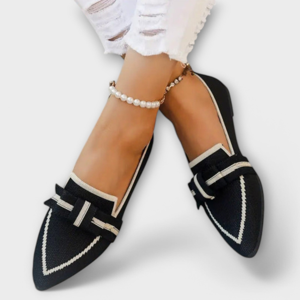 Women's Pointed Toe Loafers with Contrast Trim Flat