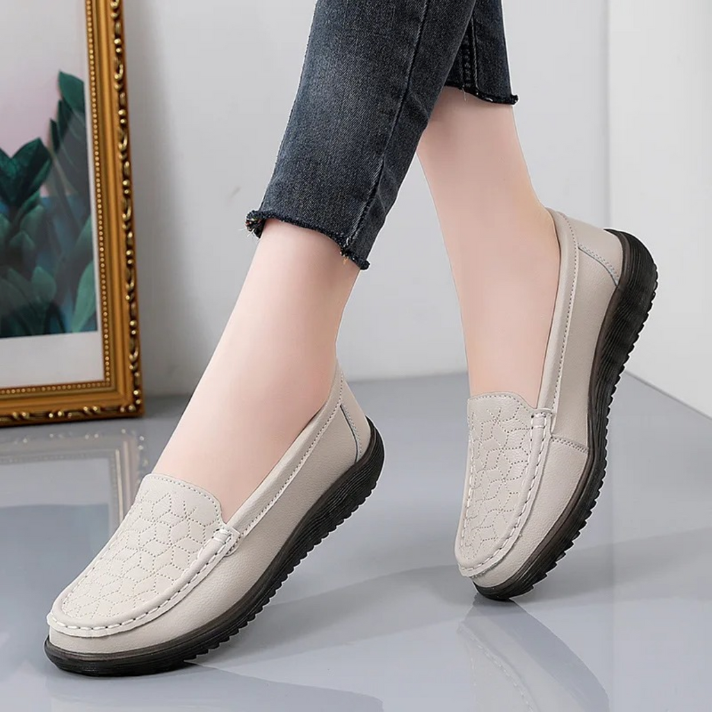 Women's Slip-On Loafers with Textured Relief Pattern