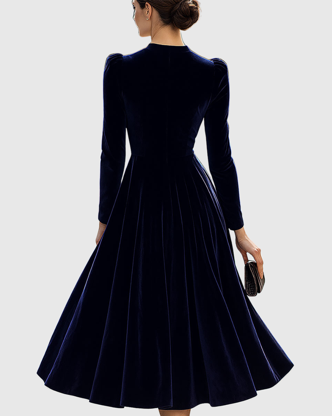 Sibella | Navy Long-Sleeve Midi Dress Image