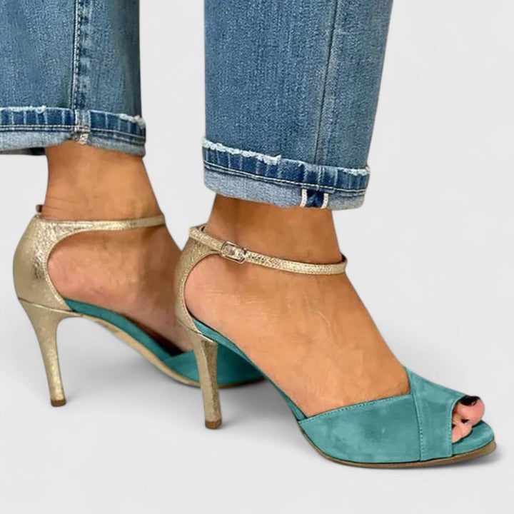 Women's Peep-Toe Ankle Strap Heels with Stiletto Heel