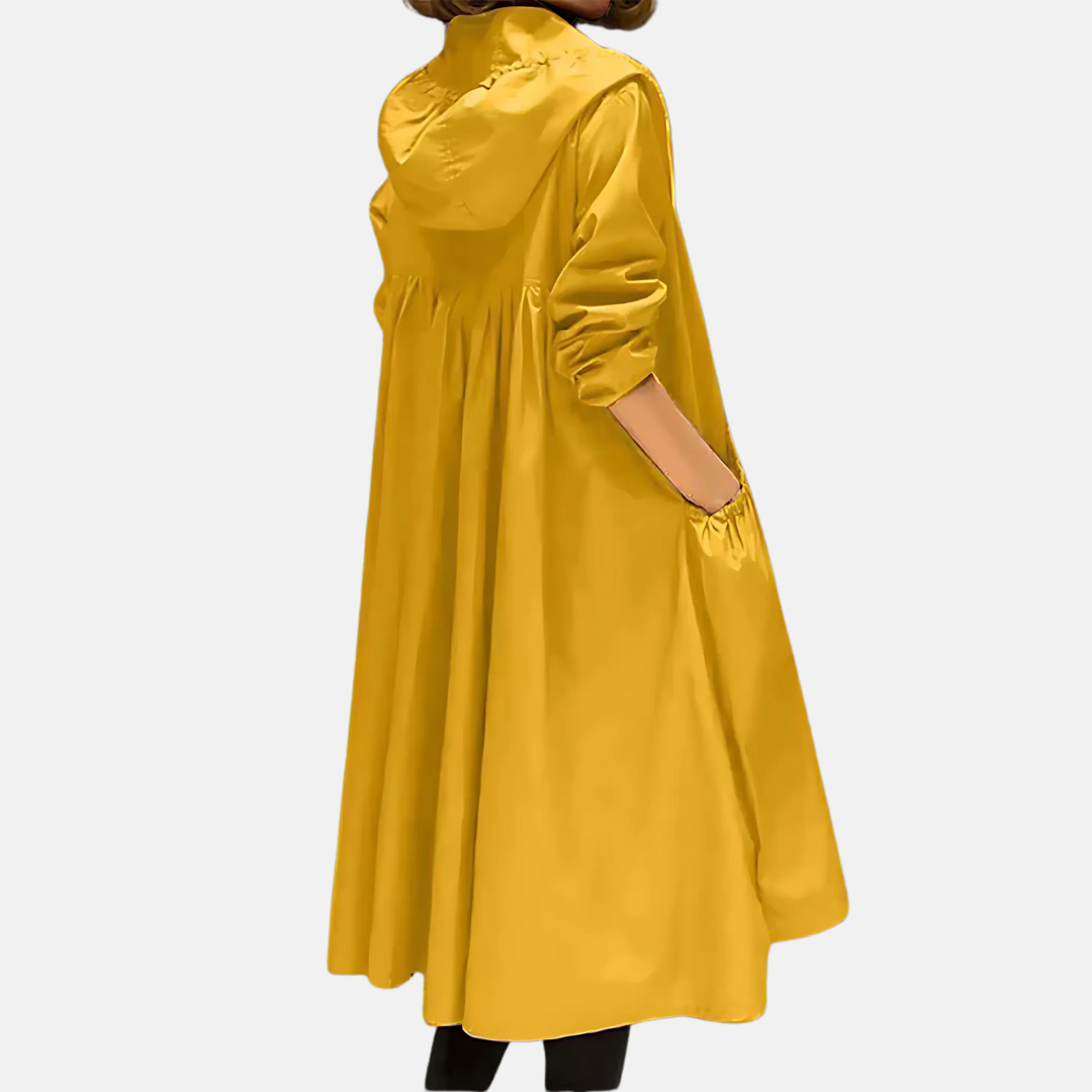 Women's Hooded Waterproof Knee-Length Coat with Zip Image