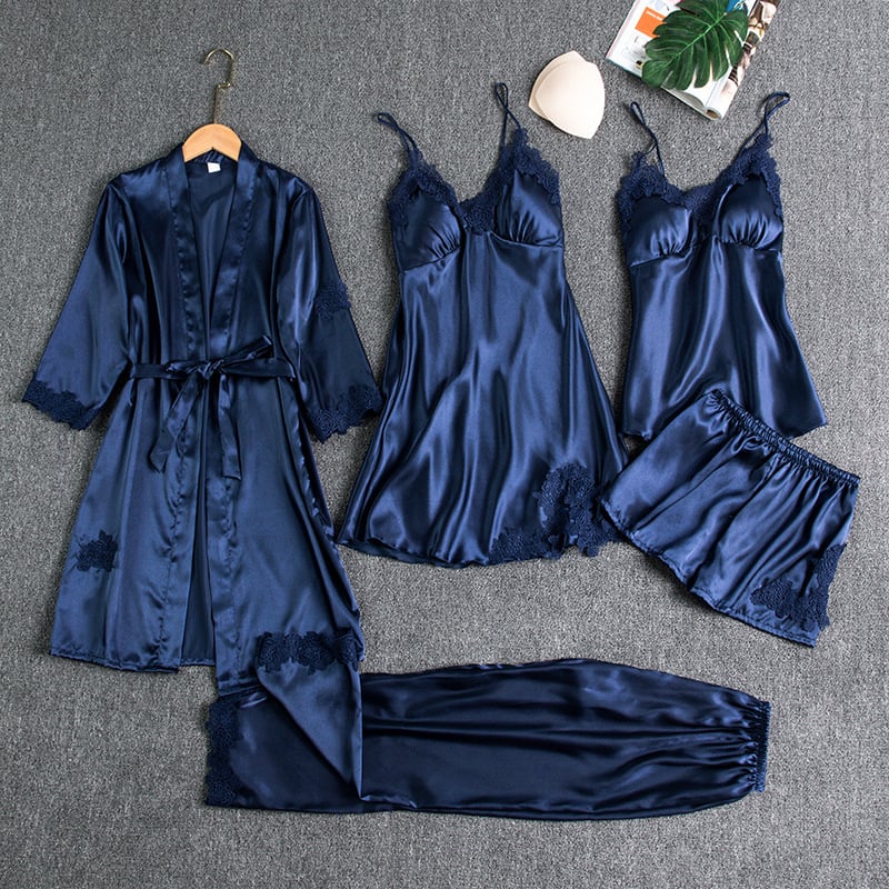 Women's Satin Lace Nightwear Set 5-Piece for Sleepwear Image