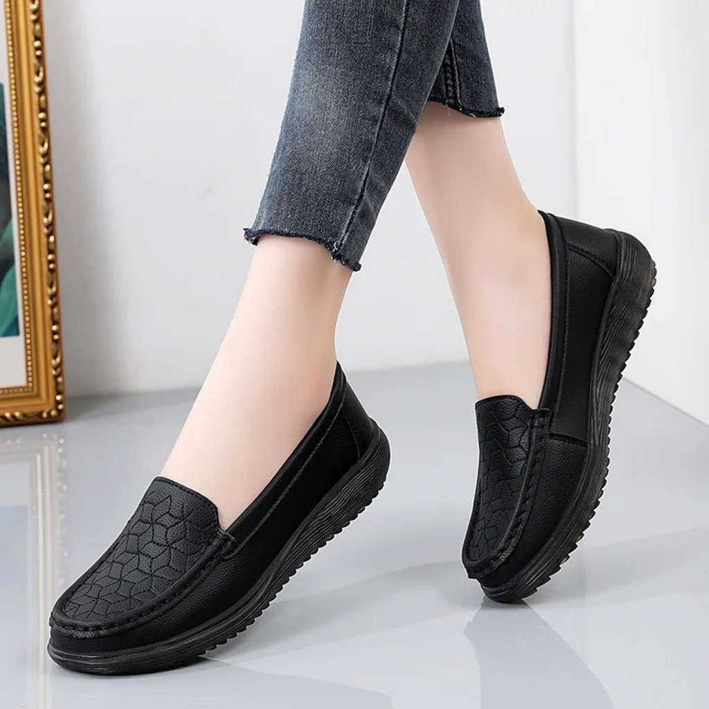 Women's Slip-On Loafers with Textured Relief Pattern