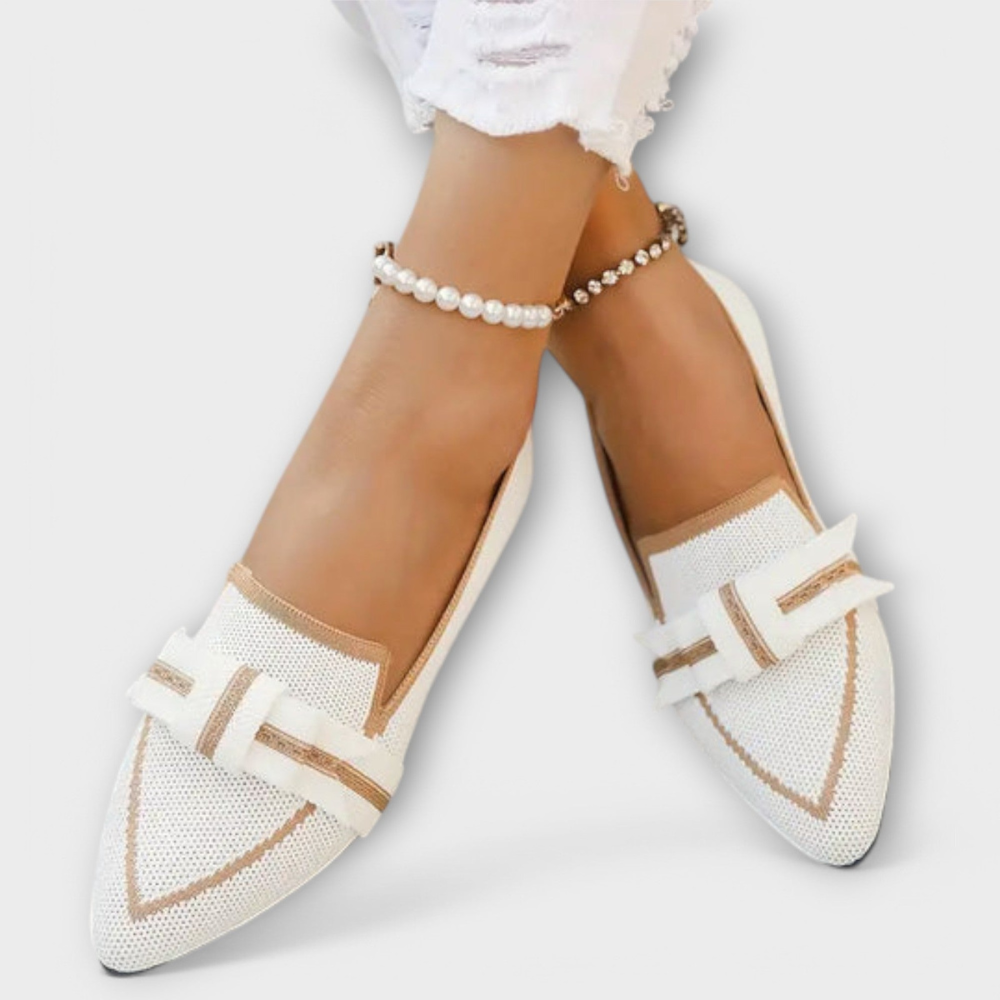 Women's Pointed Toe Loafers with Contrast Trim Flat Image