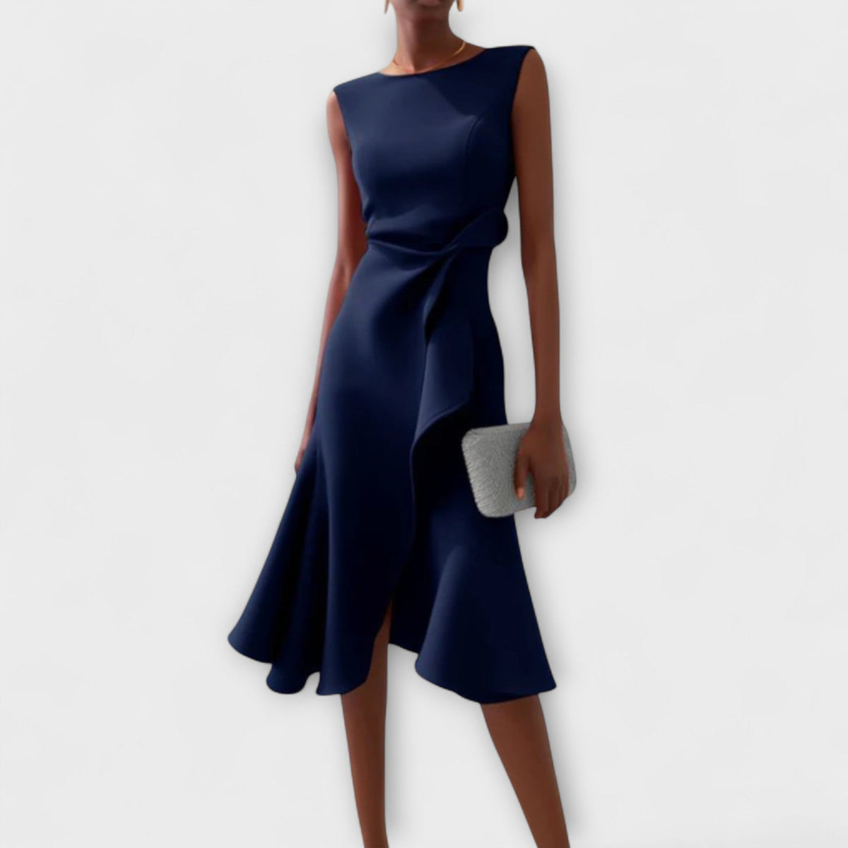 Eleanor | Women’s Draped Asymmetric Midi Dress Image