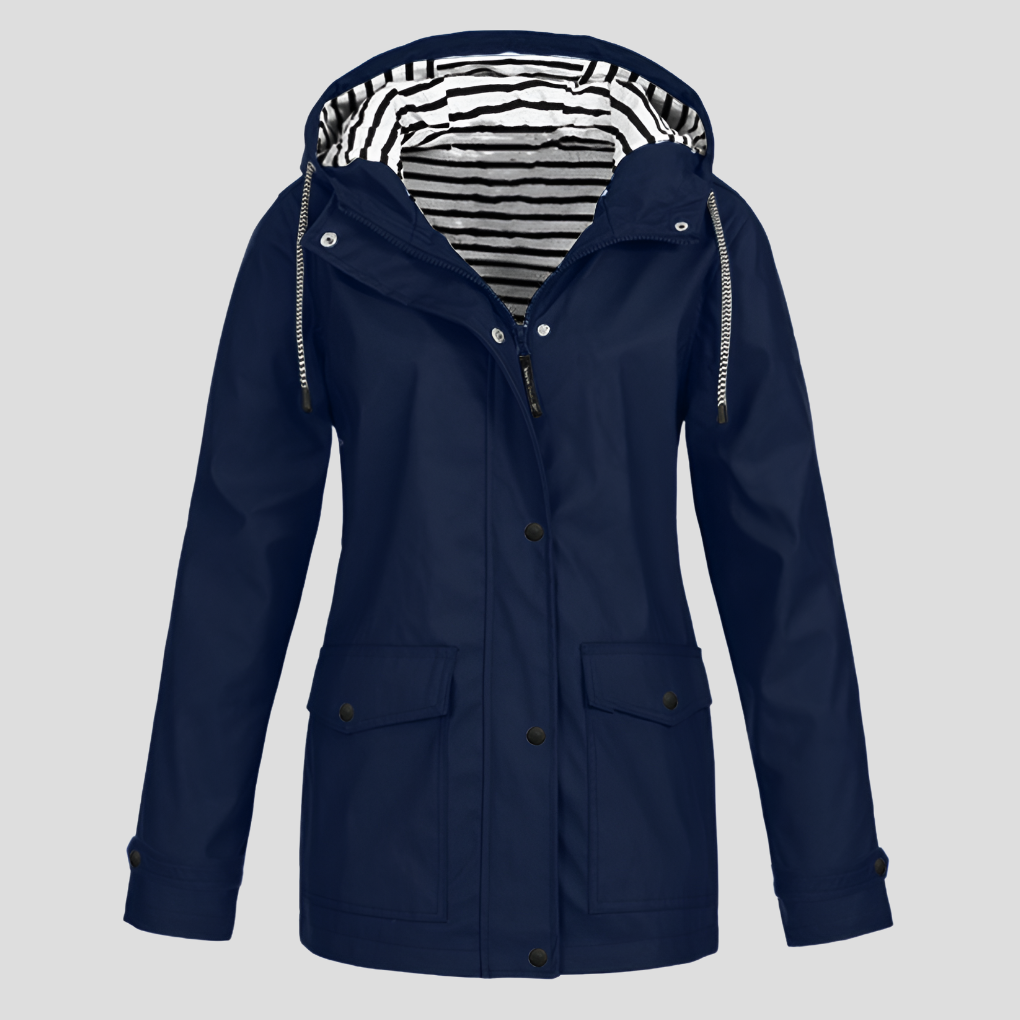 Women's Waterproof Hooded Raincoat with Zip Closure Image