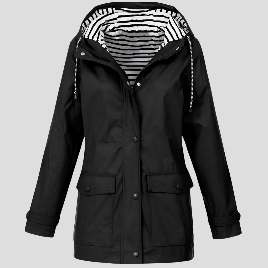 Women's Waterproof Hooded Raincoat with Zip Closure Image