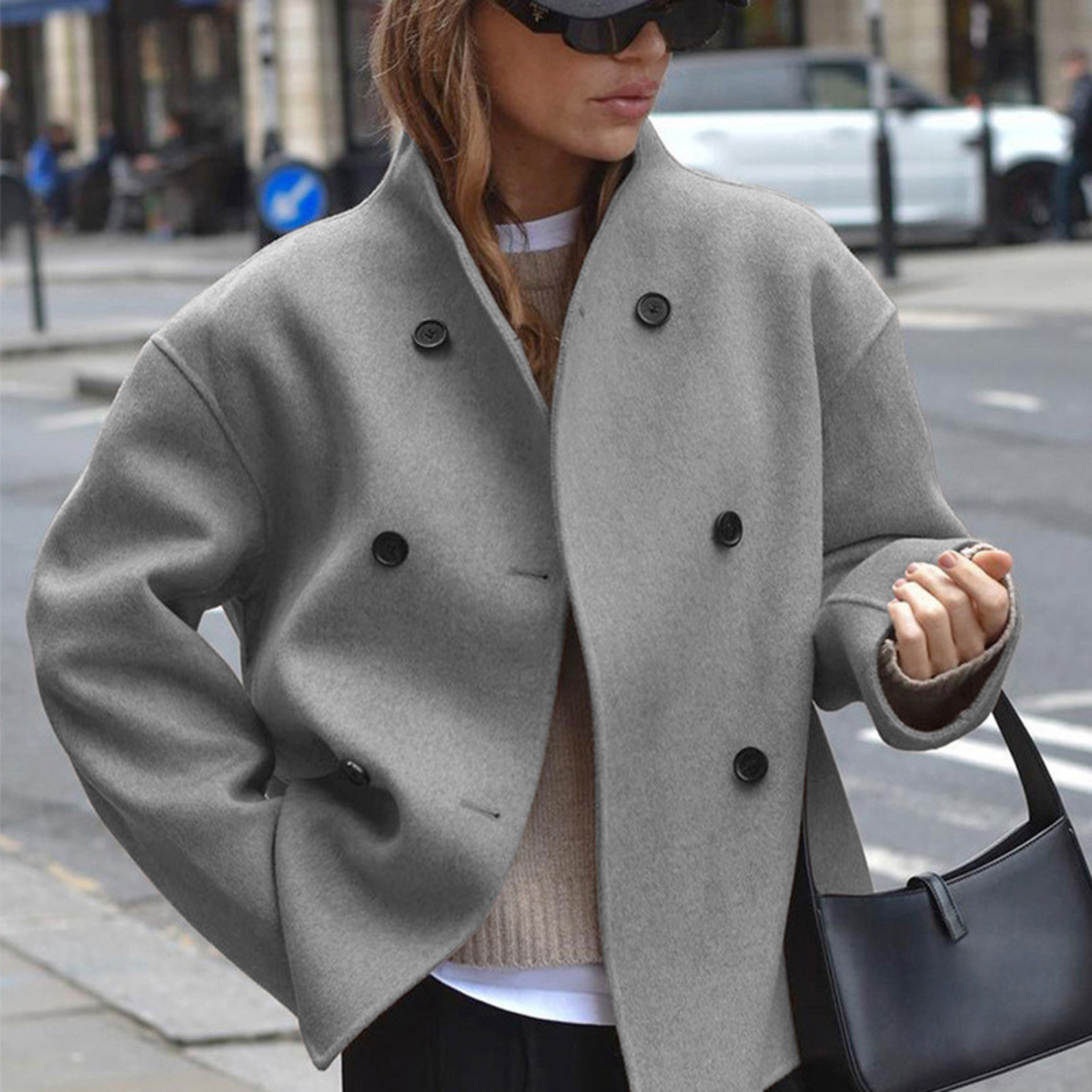 Bini - Cozy Long Sleeve Stand Collar Coat Image