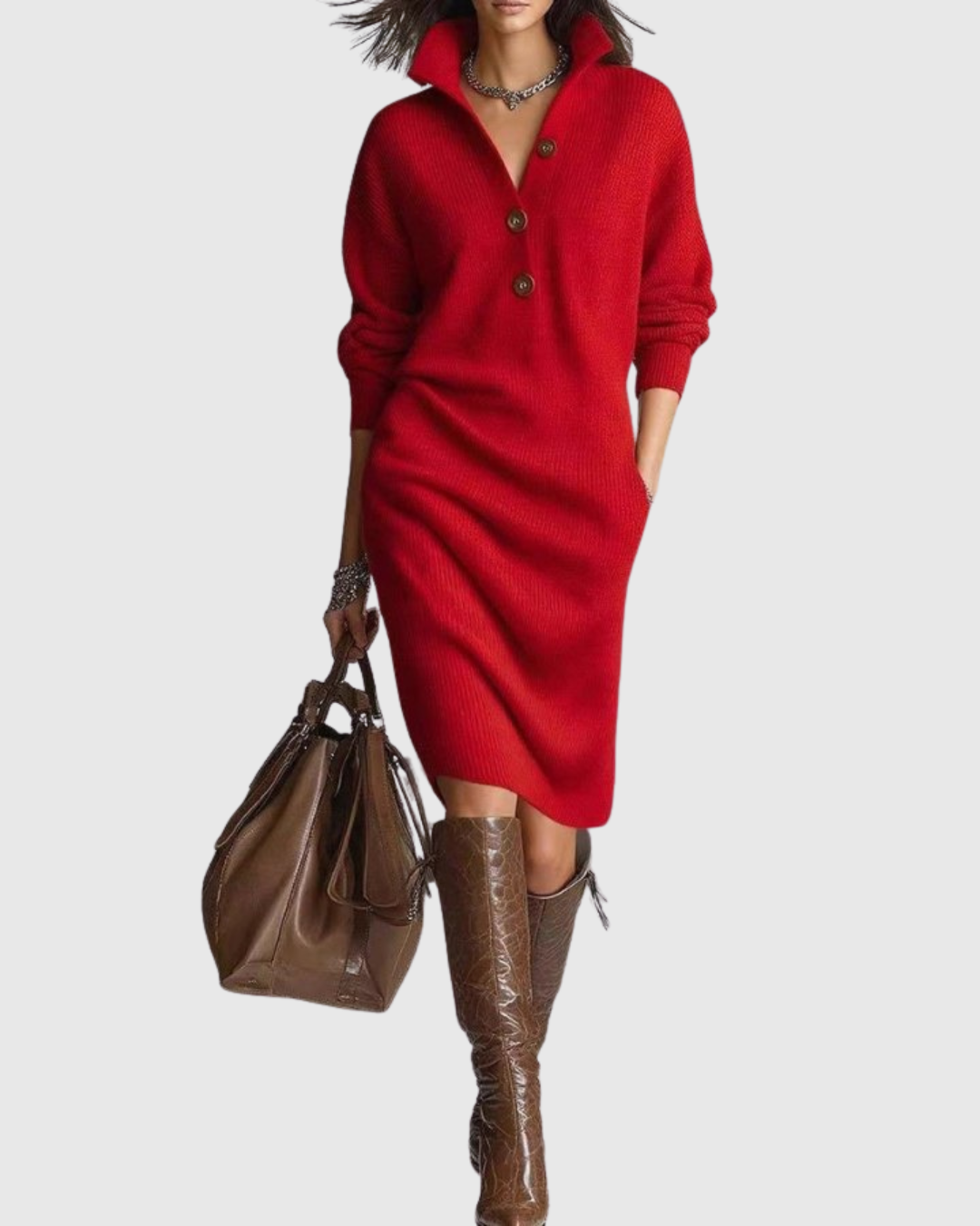 Arianell | Pure Wool Winter Knit Midi Dress Image