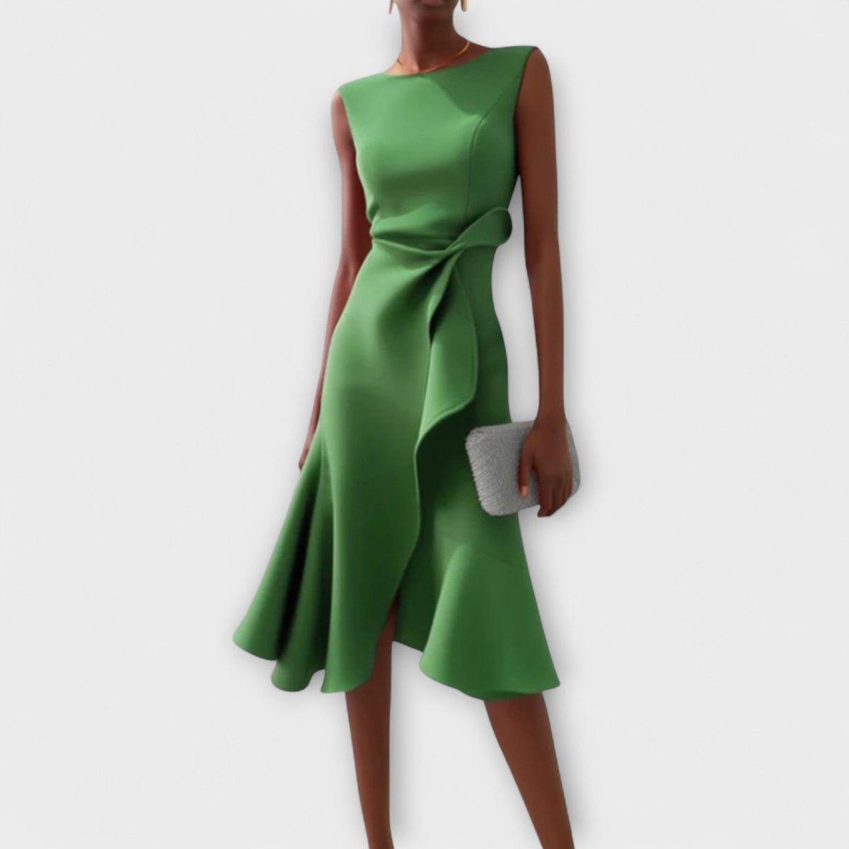 Eleanor | Women’s Draped Asymmetric Midi Dress Image