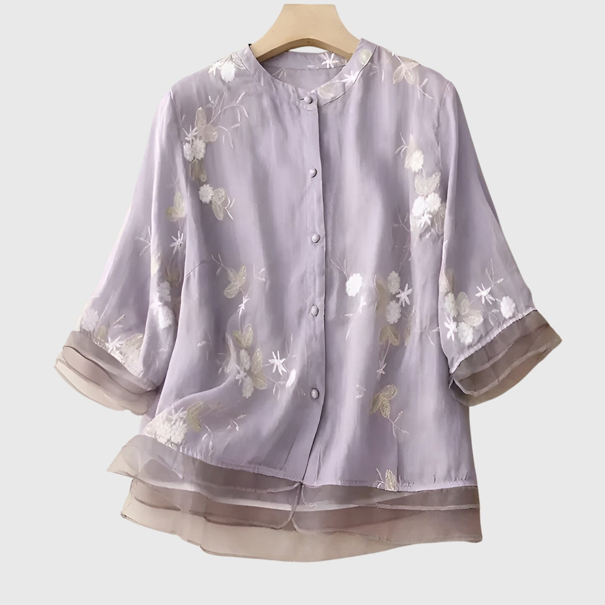 Nellie | Elegant Top With Embroidered Flowers Image