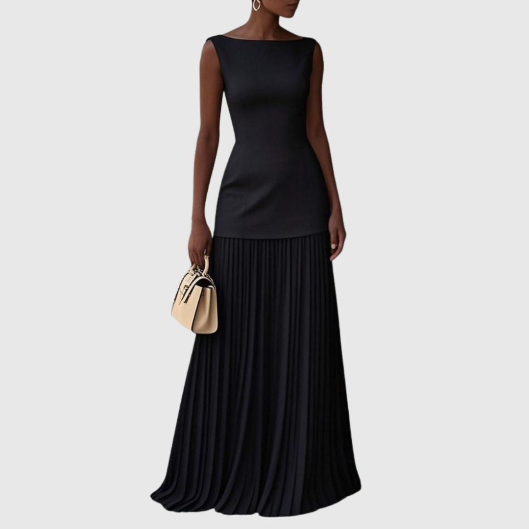 Rowina | Sleeveless Dress With Flowing Pleats Image
