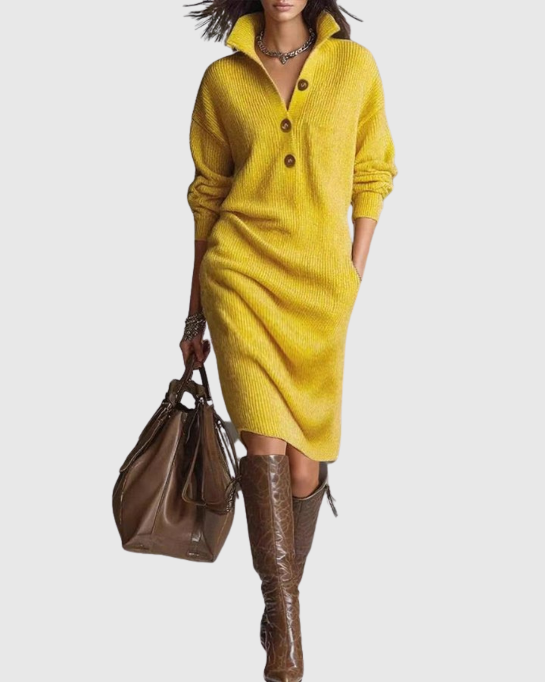 Arianell | Pure Wool Winter Knit Midi Dress Image