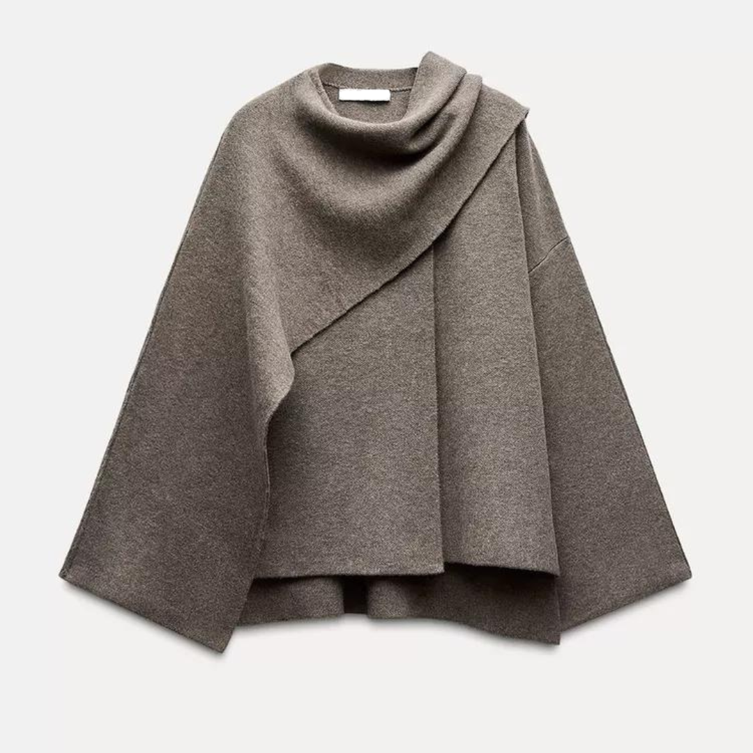Women's Oversized Cape Coat with Textured Finish Image