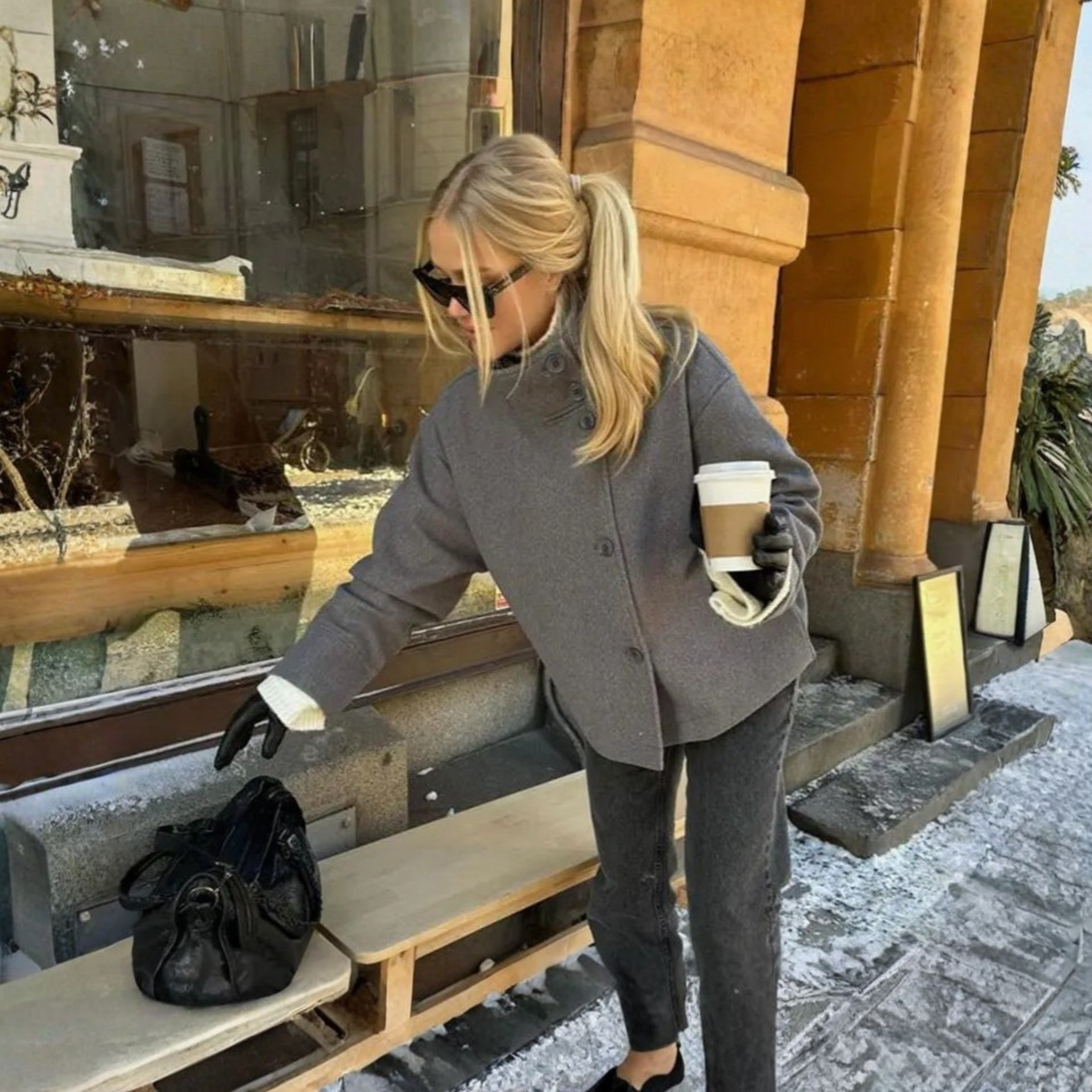 Bheki - Chic Stand-Up Collar Long Sleeve Button Down Coat Image