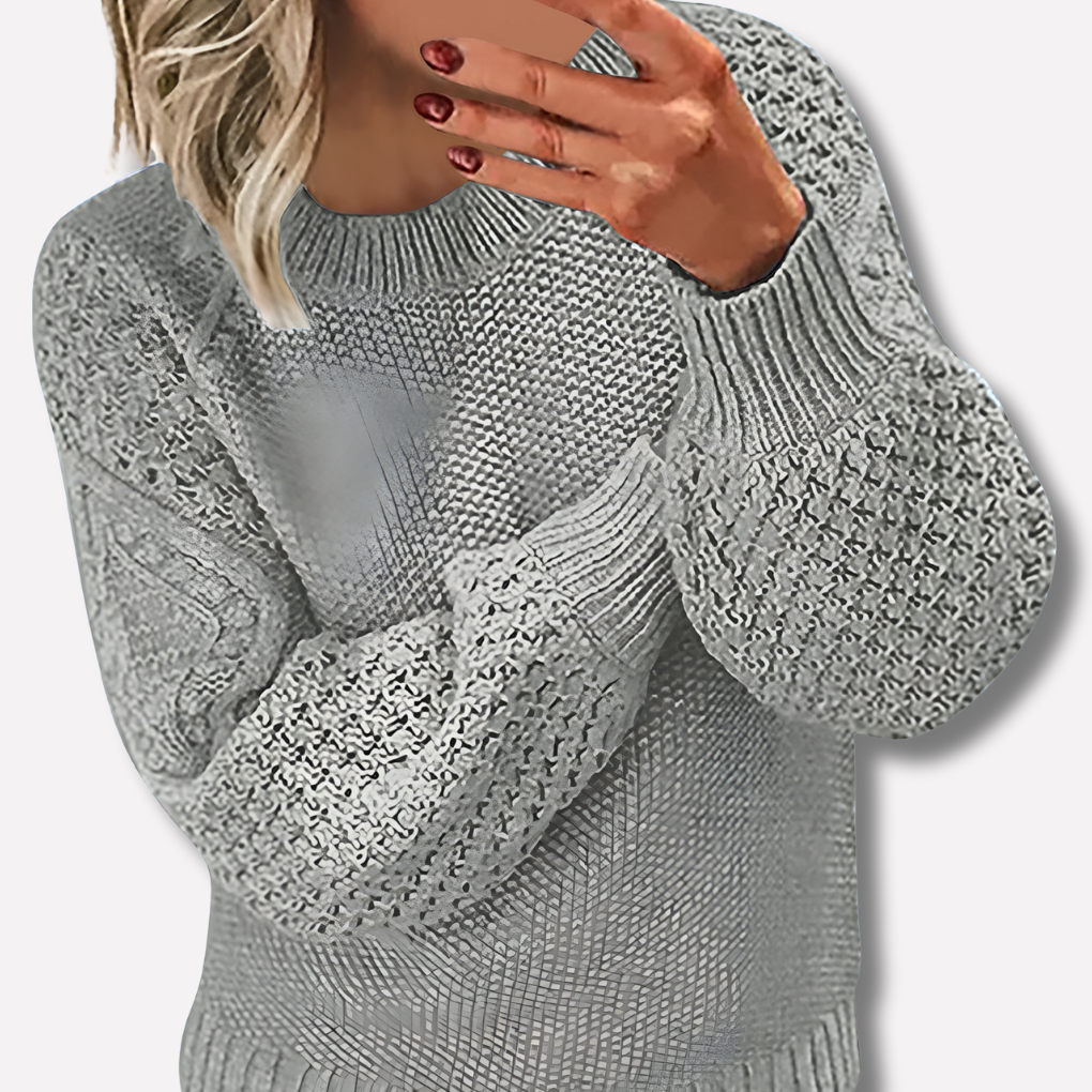 Women's Cable Knit Crew Neck Jumper for Autumn Winter Image