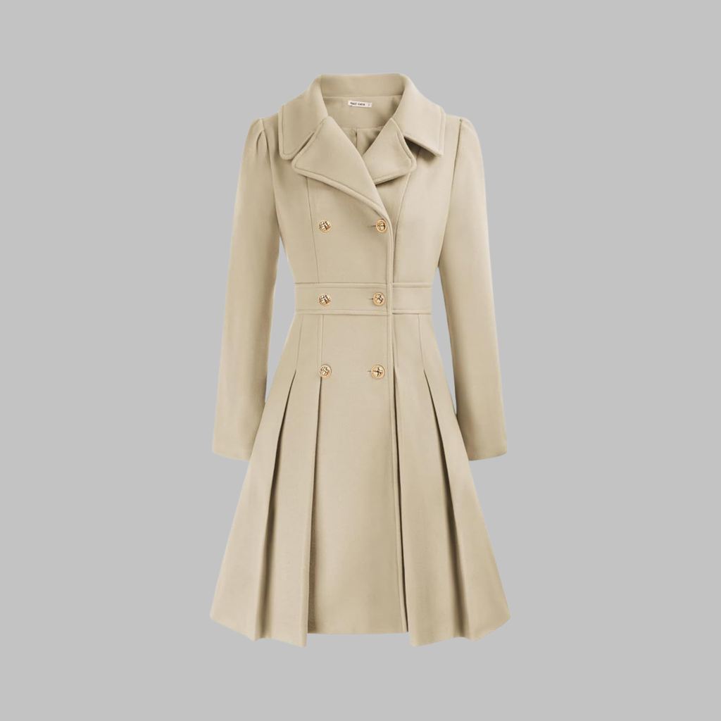 Dami - Classy Double Button Long Sleeve Coat