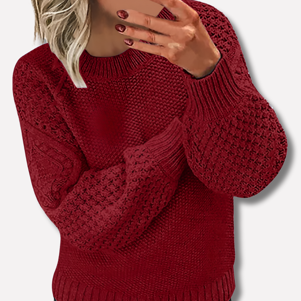 Women's Cable Knit Crew Neck Jumper for Autumn Winter Image