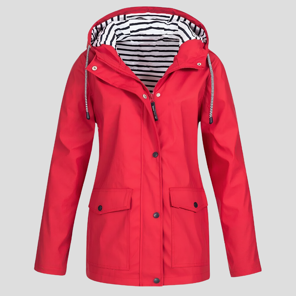Women's Waterproof Hooded Raincoat with Zip Closure Image