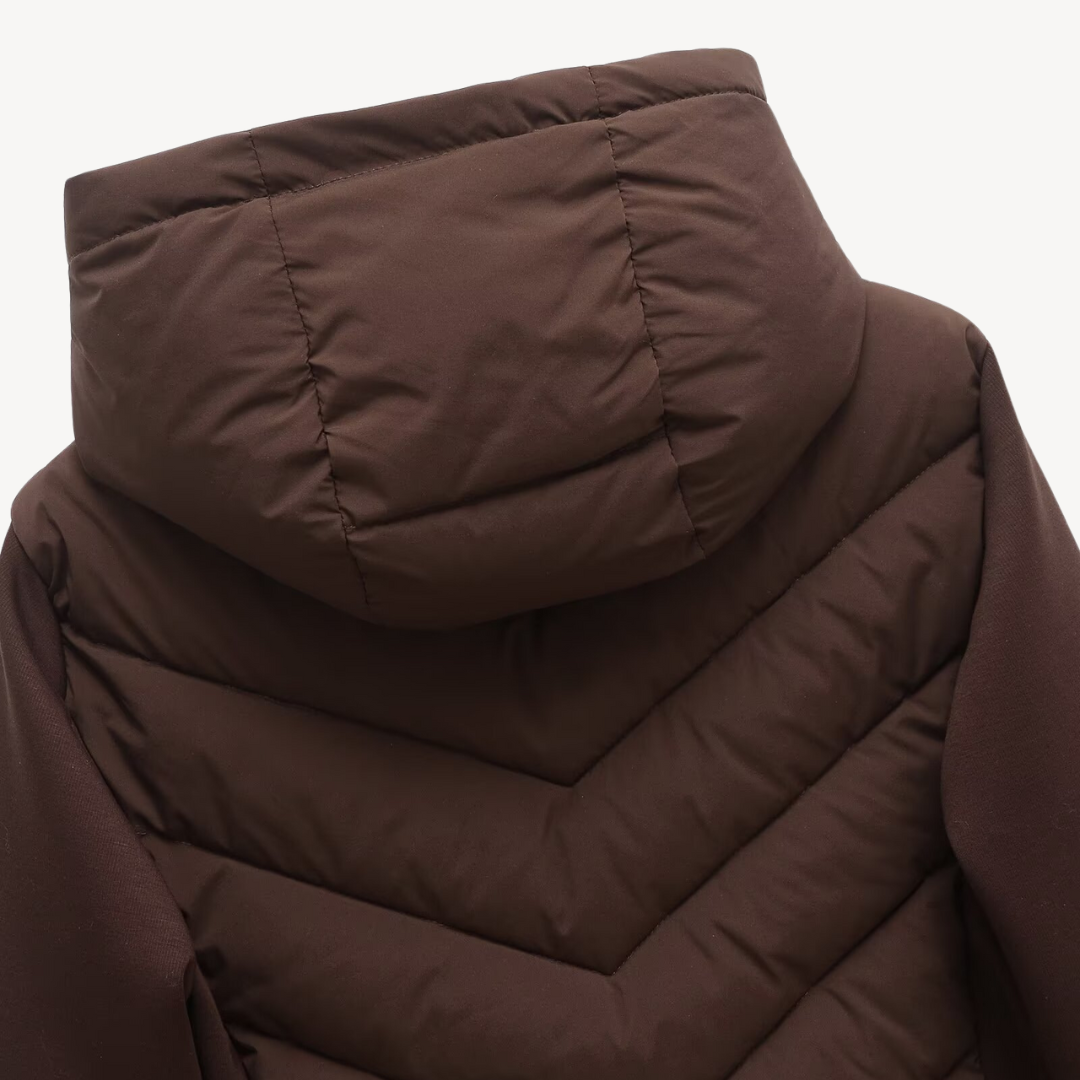 Women's Chevron Quilted Jacket with Hood Image
