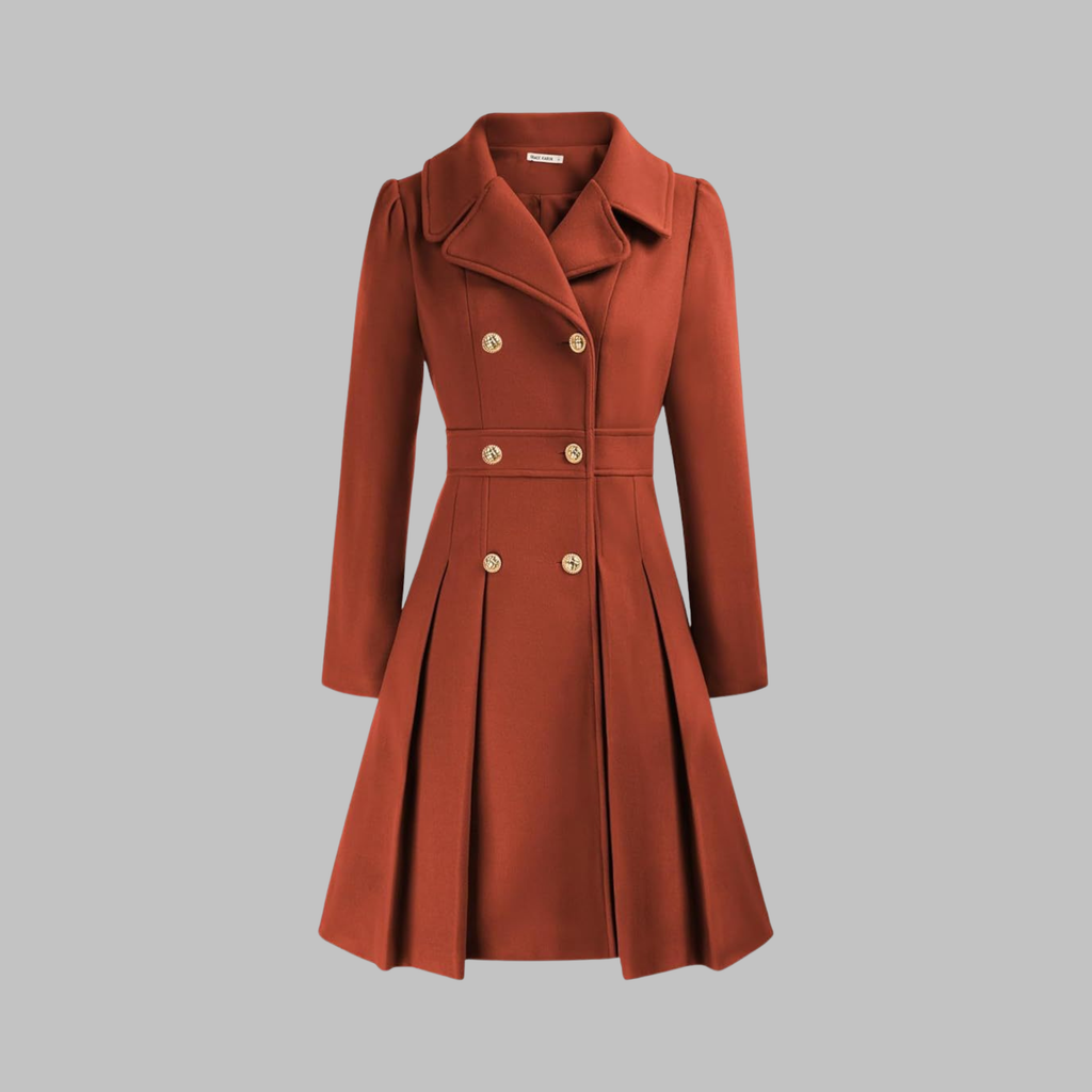 Dami - Classy Double Button Long Sleeve Coat