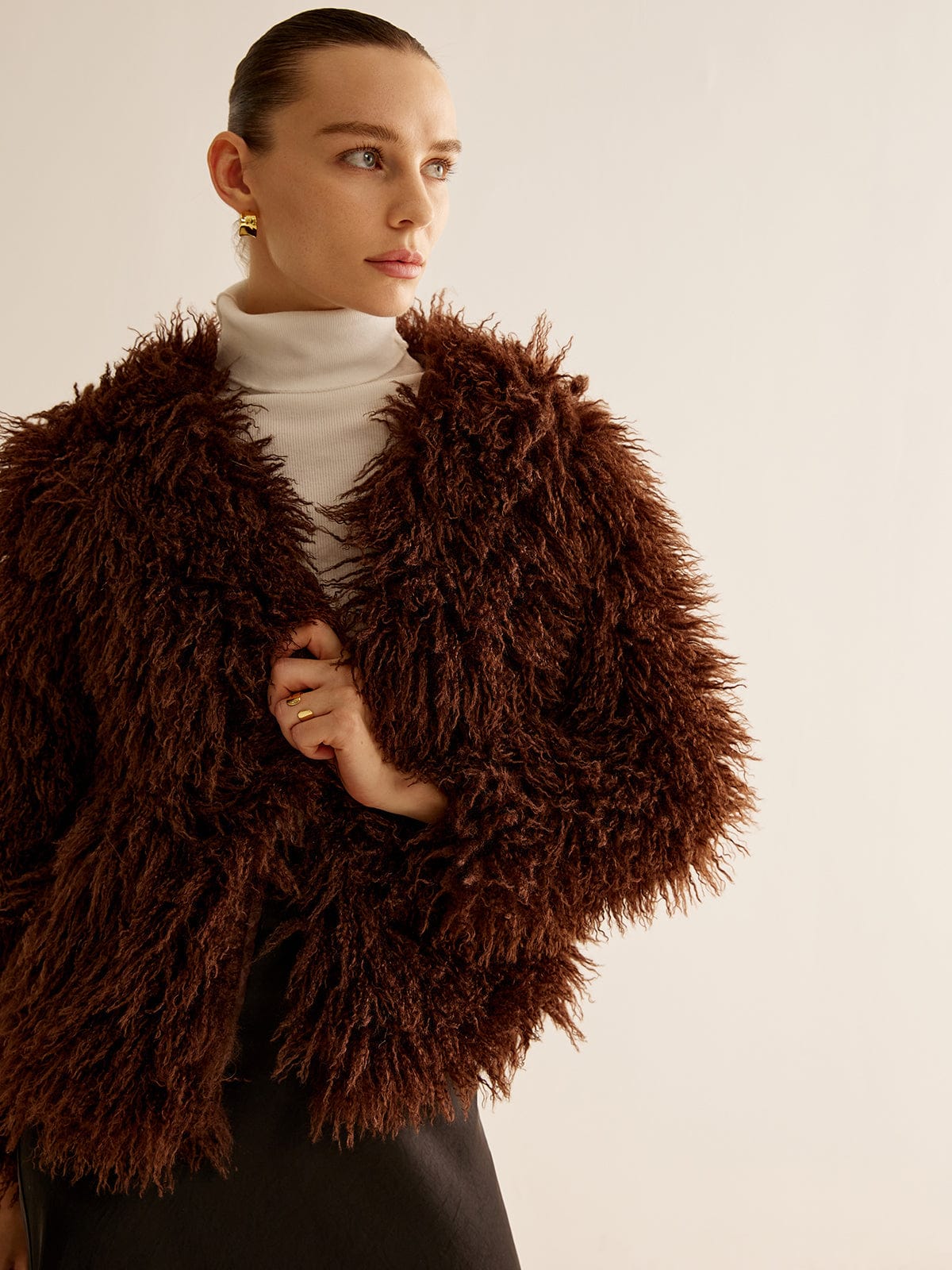Women's Shaggy Faux Fur Jacket with Relaxed Fit Image
