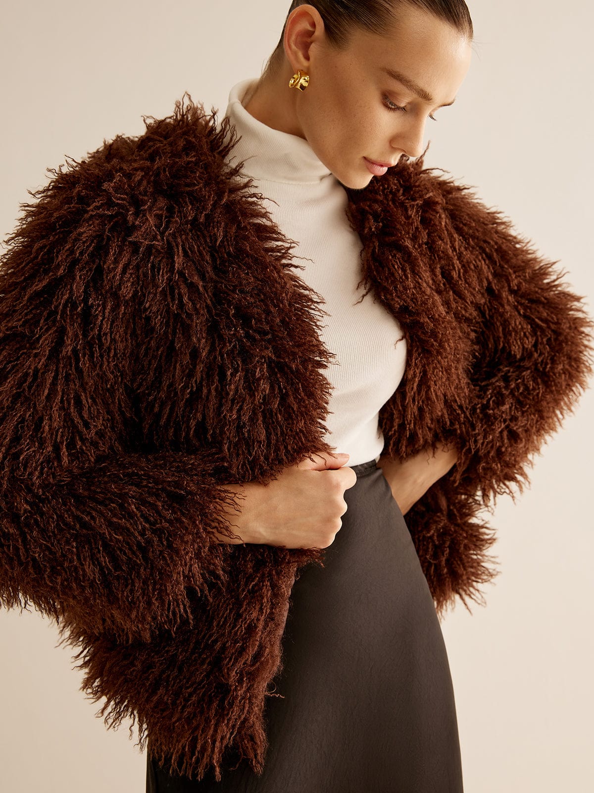 Women's Shaggy Faux Fur Jacket with Relaxed Fit Image