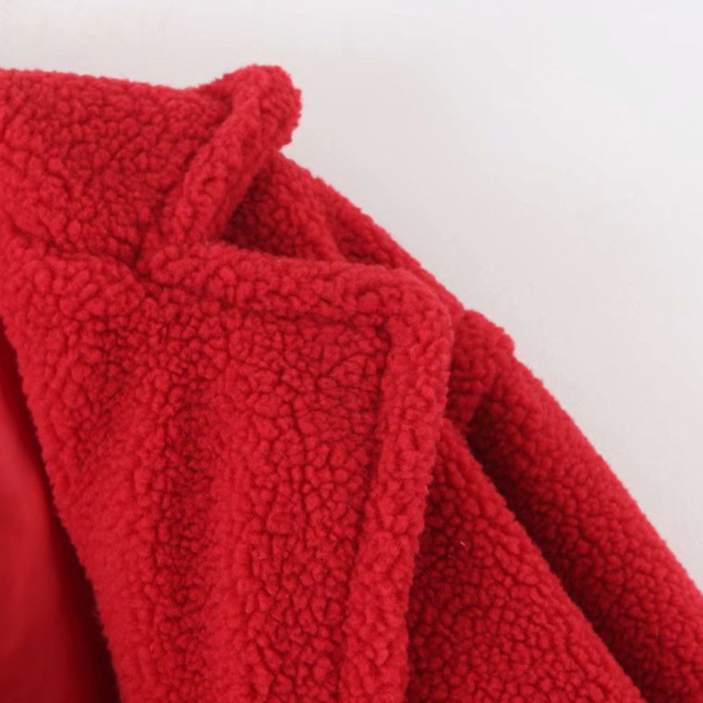 Women's Teddy Fleece Hooded Jacket in Oversized Fit Image