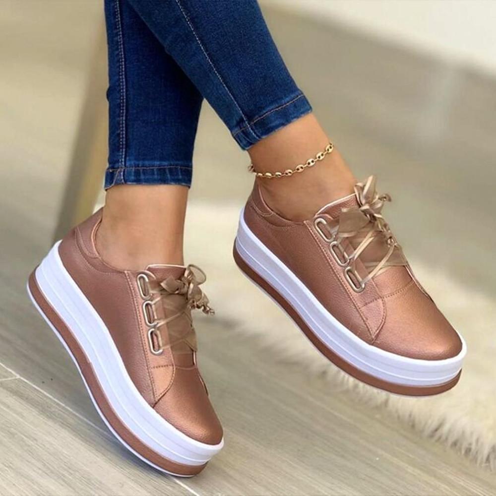 Women's Platform Trainers with Lace-Up Closure
