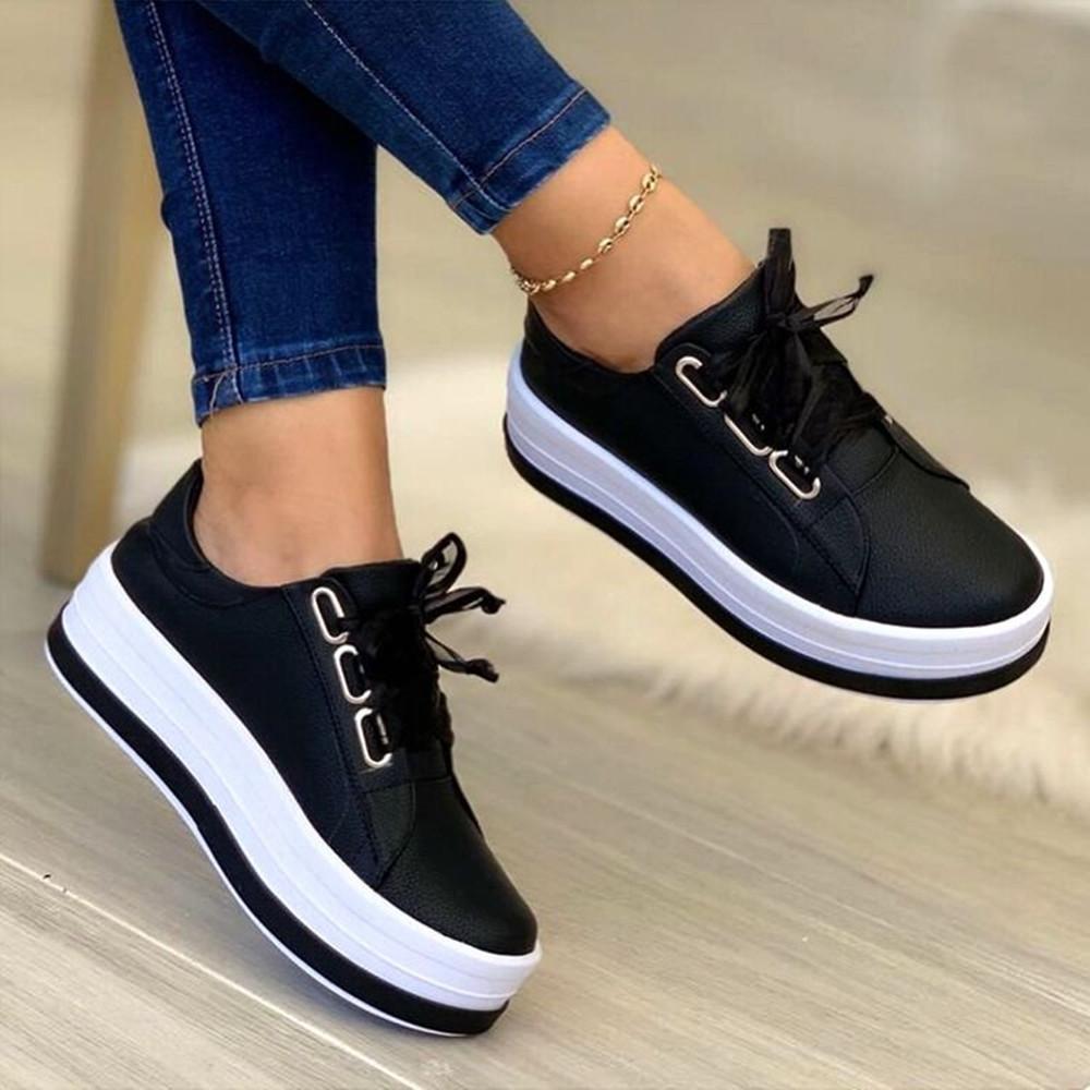 Women's Platform Trainers with Lace-Up Closure Image