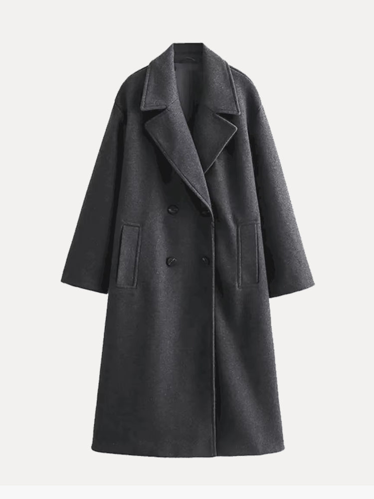 Women's Longline Lapel Trench Coat with Open Front Image