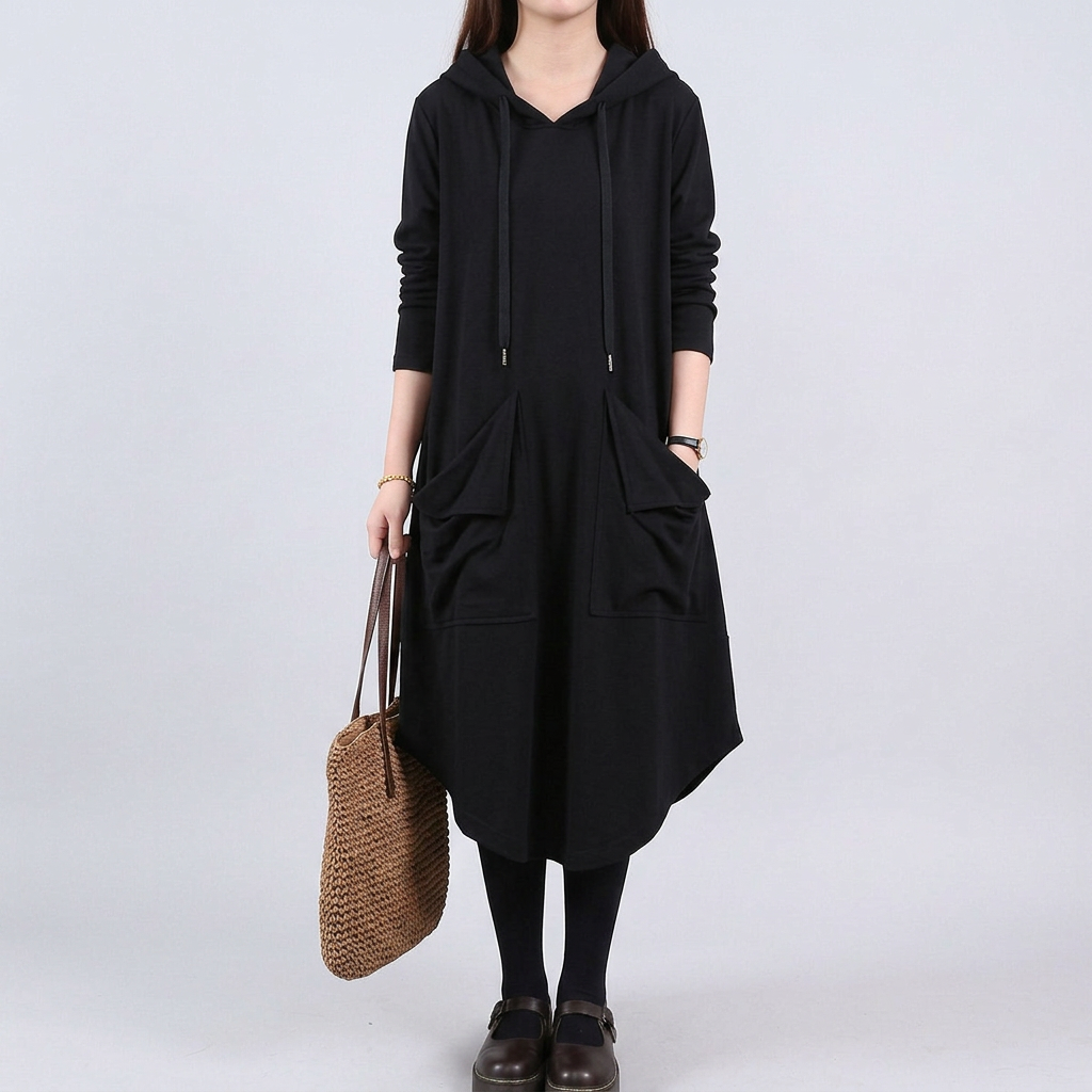 Elara | Relaxed Hooded Maxi Dress Image