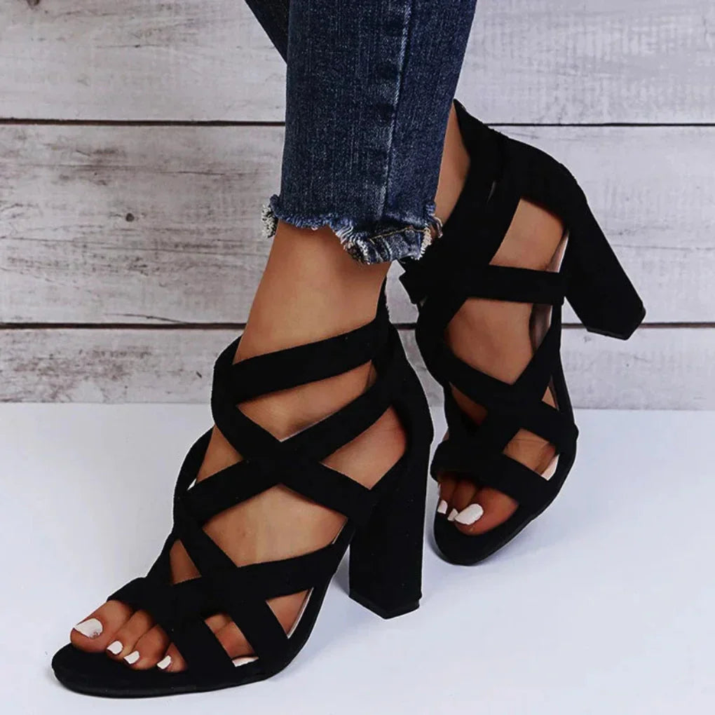 Women's Strappy Block Heel Sandals Open Toe