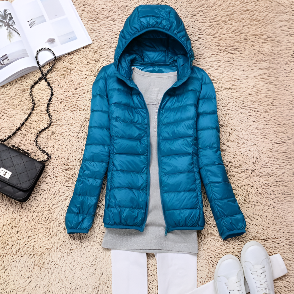 Women's Lightweight Packable Hooded Puffer Jacket Image