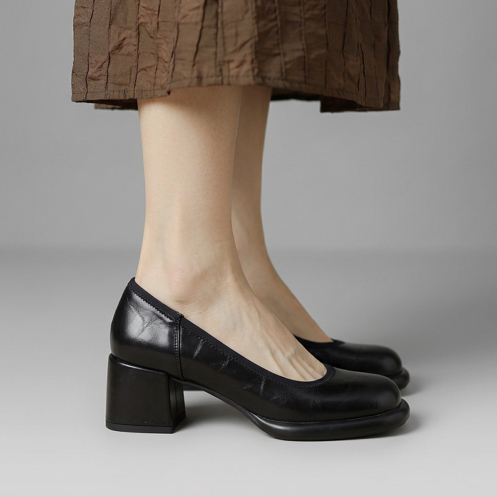 Marielle | Classic Block Heel Court Shoes Image