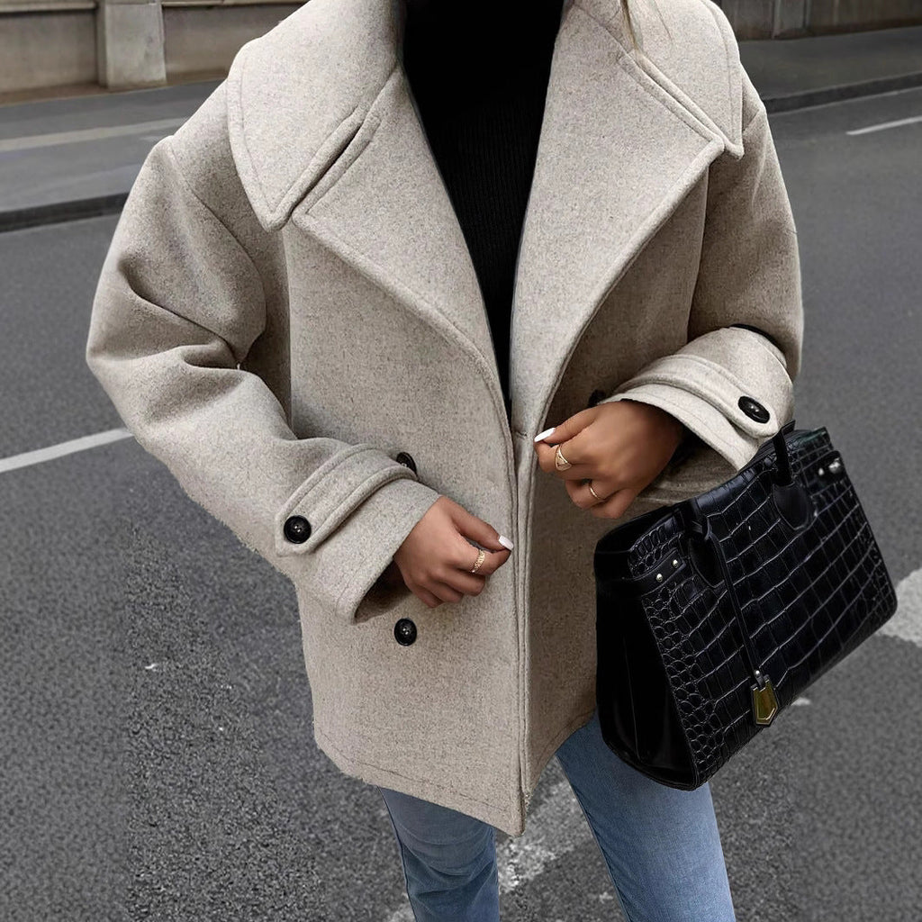 Women's Relaxed Fit Wool-Blend Jacket with Button Front