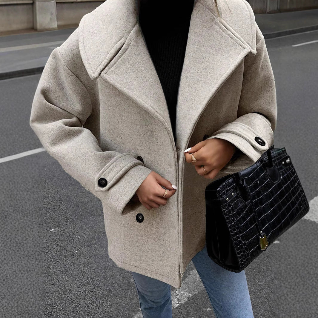 Women's Relaxed Fit Wool-Blend Jacket with Button Front