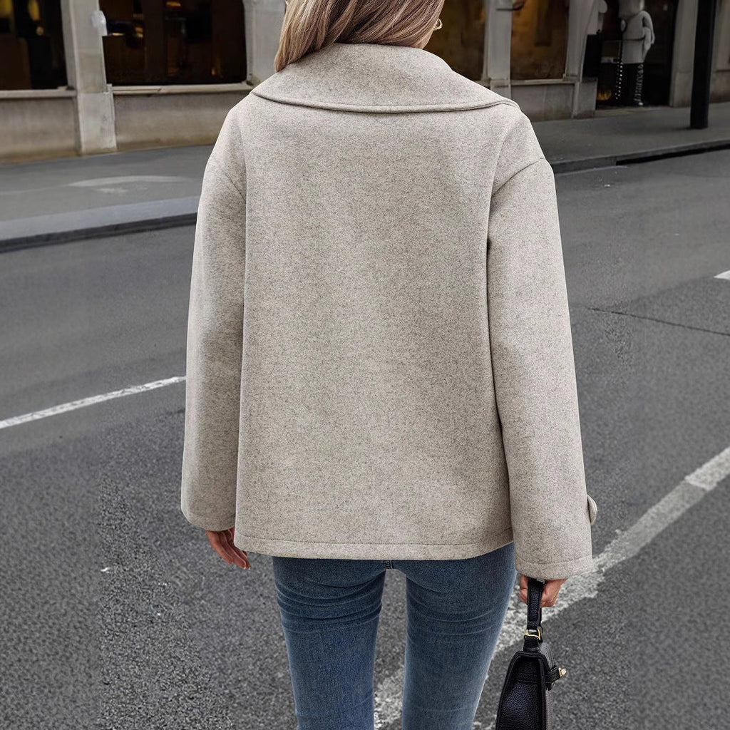 Women's Relaxed Fit Wool-Blend Jacket with Button Front