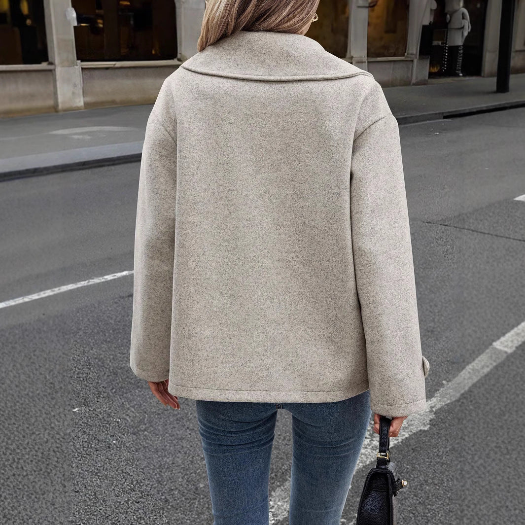 Women's Relaxed Fit Wool-Blend Jacket with Button Front Image