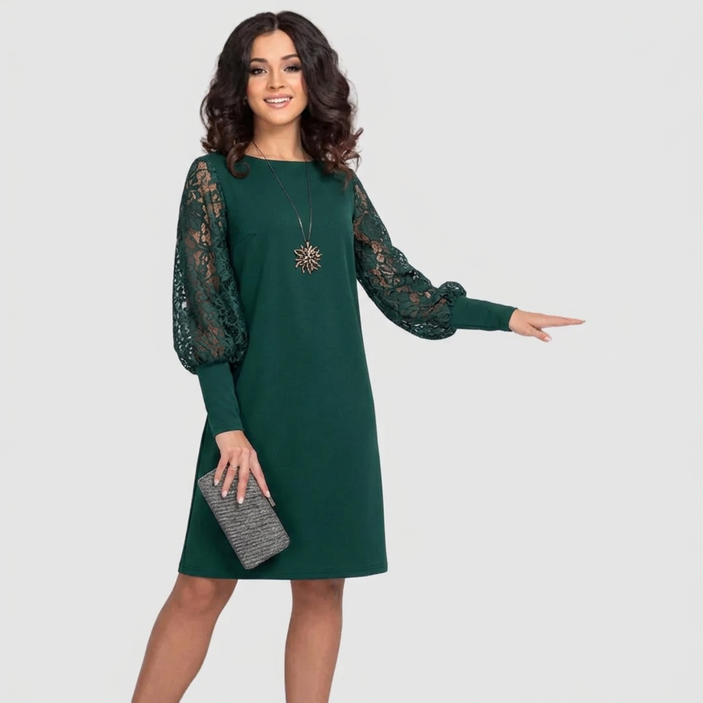 Lowri Quinn | Lace Balloon-Sleeve Shift Dress Image