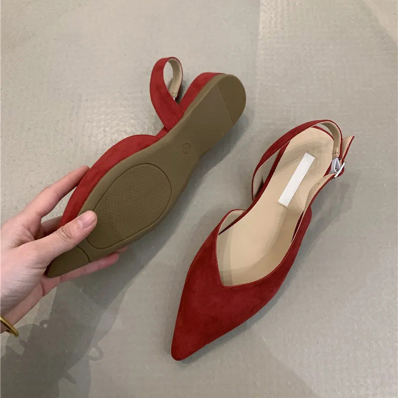 Women's Pointed Slingback Flats V-Cut Adjustable Strap