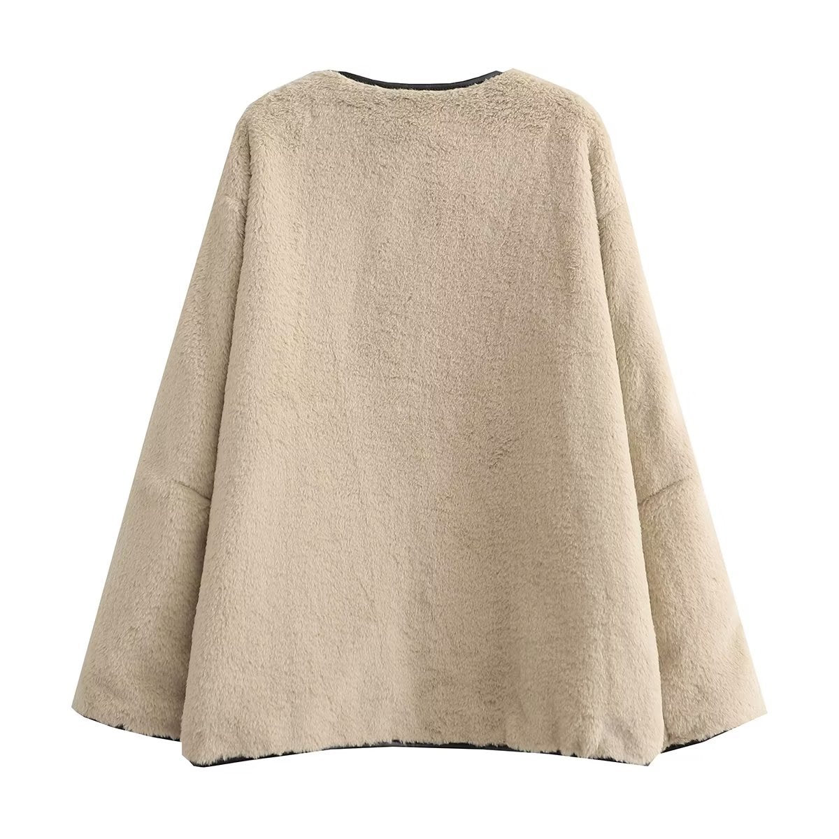 Women's Oversized Teddy Jacket with Toggle Fastenings Image