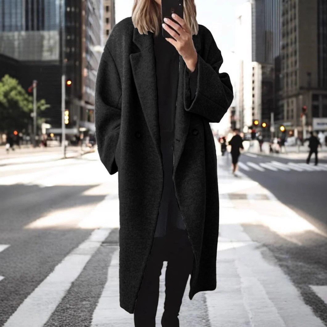 Women's Oversized Longline Coat Double-Breasted Image